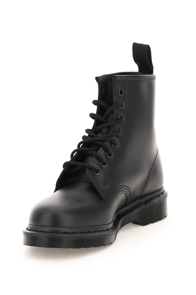 Dr. Martens' 1460 Mono Combat Boots In Black Leather In Black