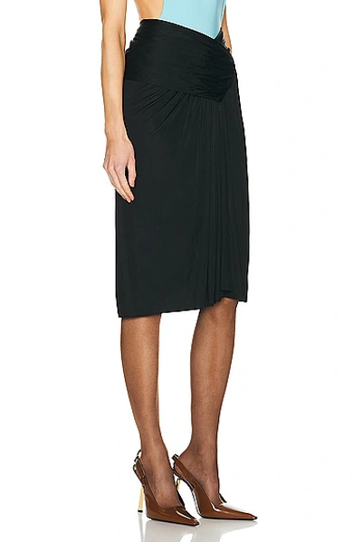 Shop Saint Laurent Jersey Ruched Midi Skirt In Noir