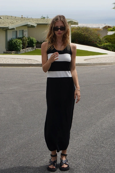 Shop Lna Clothing Anine Stripe Tank Dress In Black With White Stripe