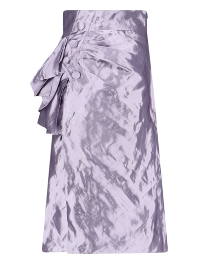 Shop Maison Margiela Draped Detailed Midi Skirt In Purple