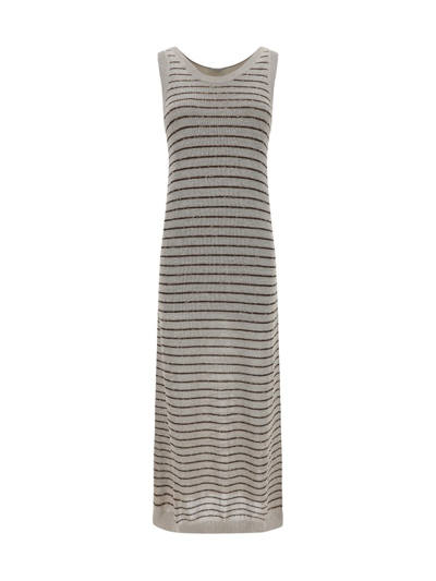 Shop Brunello Cucinelli Striped Sleeveless Maxi Dress In Multi