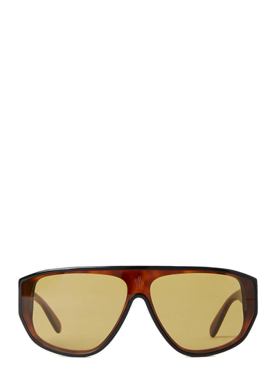 Shop Moncler Eyewear Aviator Frame Sunglasses In Brown