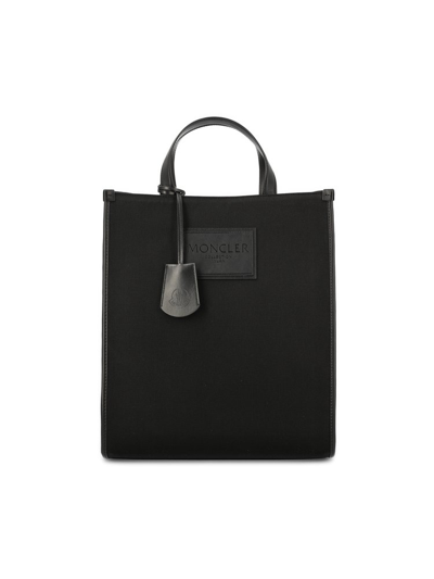 Shop Moncler Logo Patch Tote Bag In Black