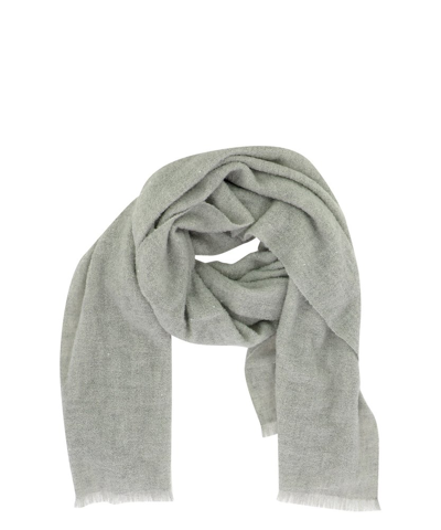 Shop Brunello Cucinelli Frayed Sequinned Scarf In Grey