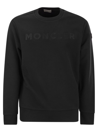 Shop Moncler Crewneck  Logo Patch Sweatshirt In Black