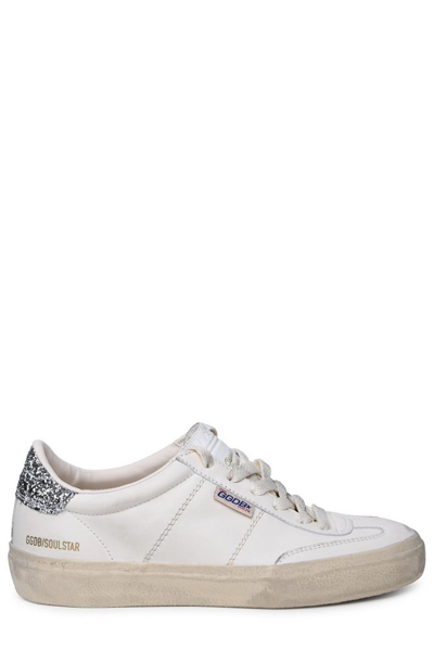 Shop Golden Goose Deluxe Brand Soul Star Distressed Glittered Lace In White