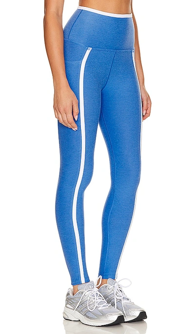 Shop Beyond Yoga Spacedye New Moves High Waisted Midi Legging In Sky Blue Heather & Cloud White