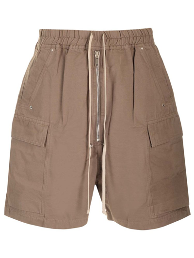 Shop Rick Owens Drkshdw Drawstring Zipped Shorts In Beige