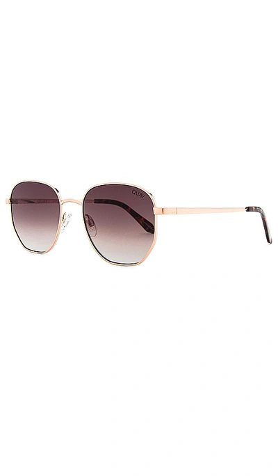 Shop Quay Big Time Sunglasses In Brushed Gold & Brown