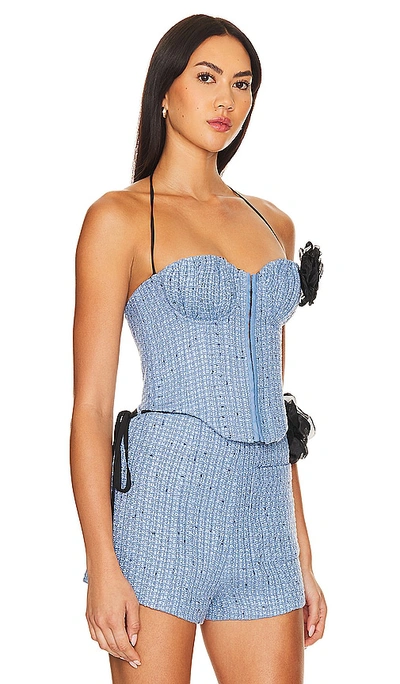 Lovers & Friends Domino Bustier Top In 蓝色花呢