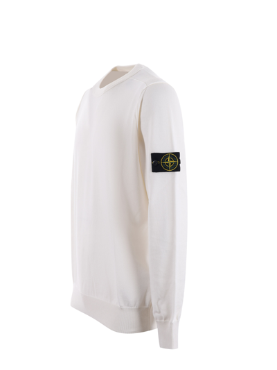 Stone Island Wool Blend Sweatshirt With Iconic Logo Patch And Timeless Design