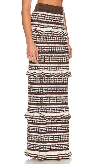 Tularosa Kaely Maxi Skirt In 棕色 & 乳白色