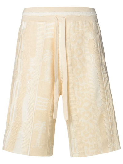 Shop Laneus Ivory Cotton Bermuda Shorts In Avorio