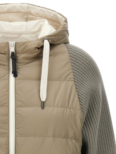 Shop Brunello Cucinelli 'solomeo' Insert Hooded Down Jacket In Gray