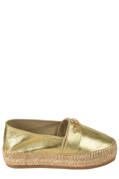 Shop Moschino Logo Lettering Slip In Gold