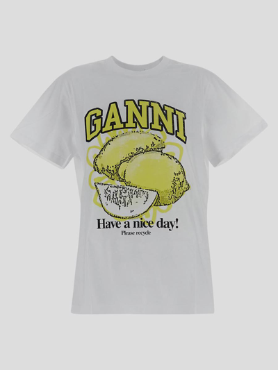 Shop Ganni T-shirts And Polos In Brightwhite