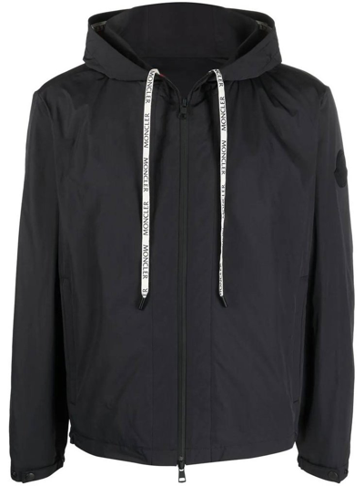Shop Moncler Drawstring Hooded Jacket In Black