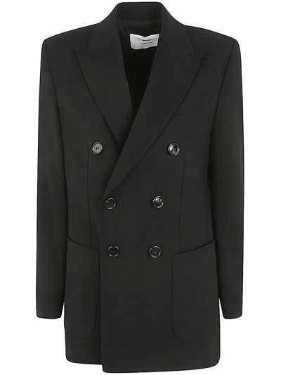 Shop Ami Alexandre Mattiussi Ami Double Breasted Long Sleeved Blazer In Black