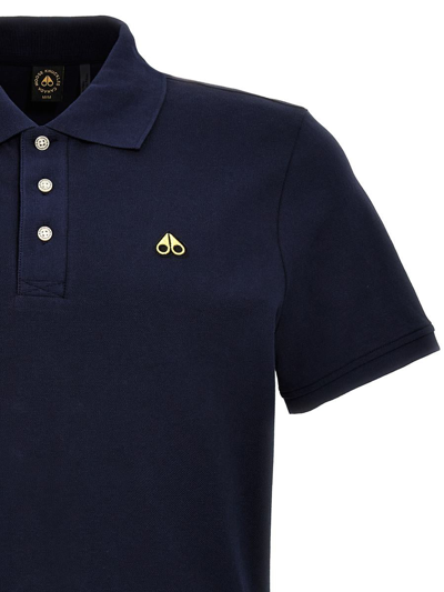 Shop Moose Knuckles Logo Polo Shirt In Blue