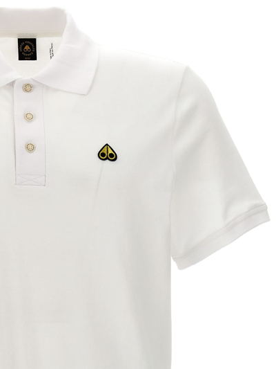 Shop Moose Knuckles Logo Polo Shirt In White
