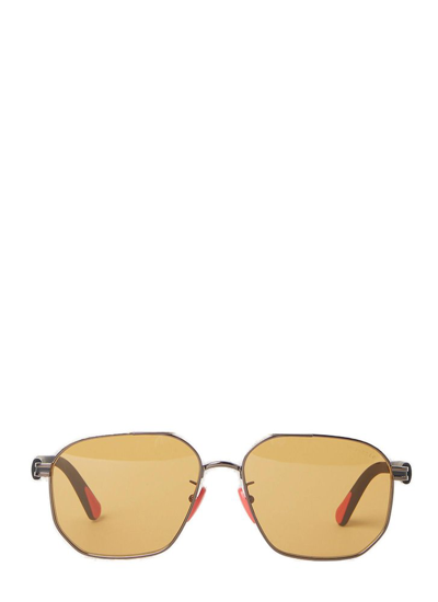 Shop Moncler Eyewear Navigator Frame Sunglasses In Yellow