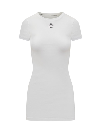 Shop Marine Serre Moon Embroidered Short Sleeved Mini Dress In White