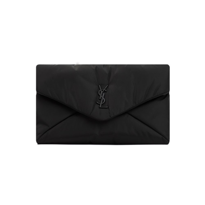 Shop Saint Laurent Cassandre Large Envelope Pouch In Black