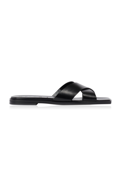 Shop Aeyde Sonia Leather Sandals In Black