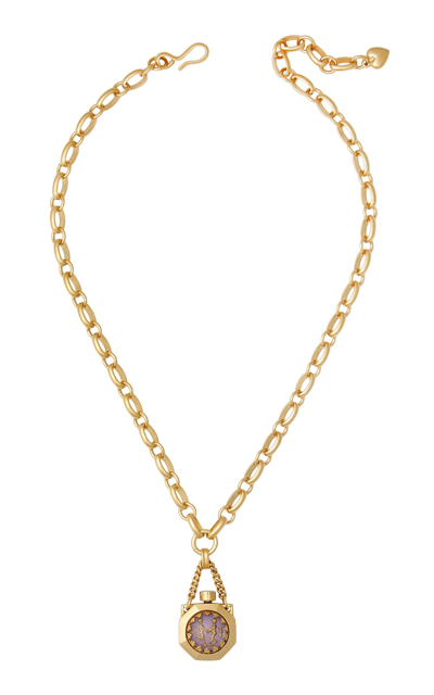 Shop Brinker & Eliza Here's Your Sign 24k Gold-plated Necklace In Purple