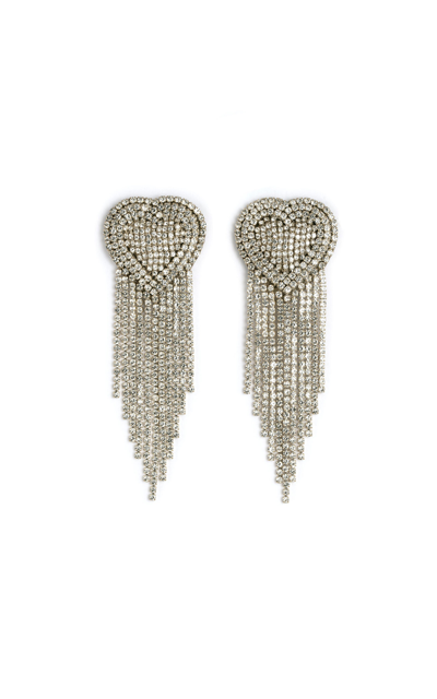 Shop Deepa Gurnani Kaylie Crystal Earrings In Silver