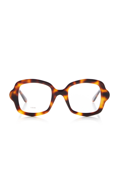Shop Loewe Curved Square-frame Acetate Glasses In Brown