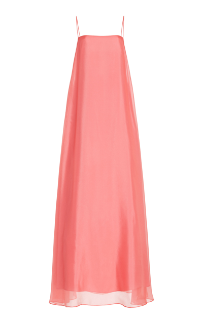 Shop Staud Delfina Satin Maxi Dress In Pink