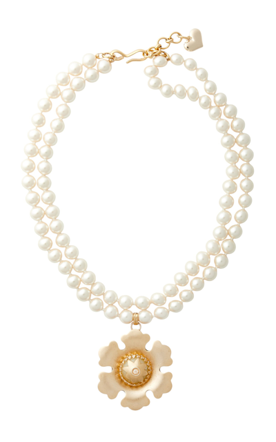 Shop Brinker & Eliza Juniper Pearl; Jade 24k Gold-plated Necklace