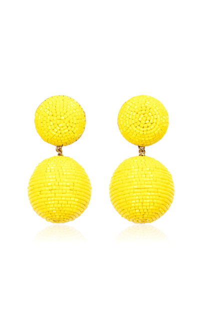 Shop Deepa Gurnani Nica Beaded Earrings In Yellow