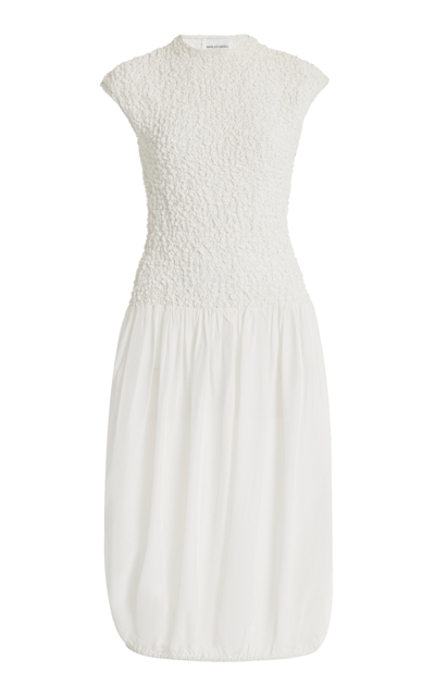 Shop Marlies Grace Exclusive Audrey Bubble-knit Jersey Midi Dress In White