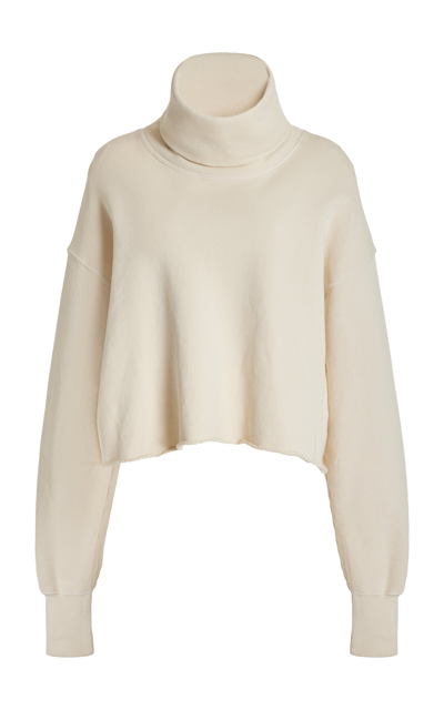 Shop Les Tien Corey Cowl Neck Fleece Pullover In Ivory