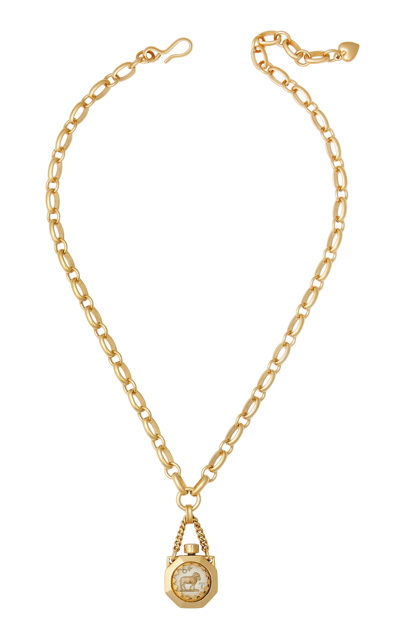Shop Brinker & Eliza Here's Your Sign 24k Gold-plated Necklace In Ivory