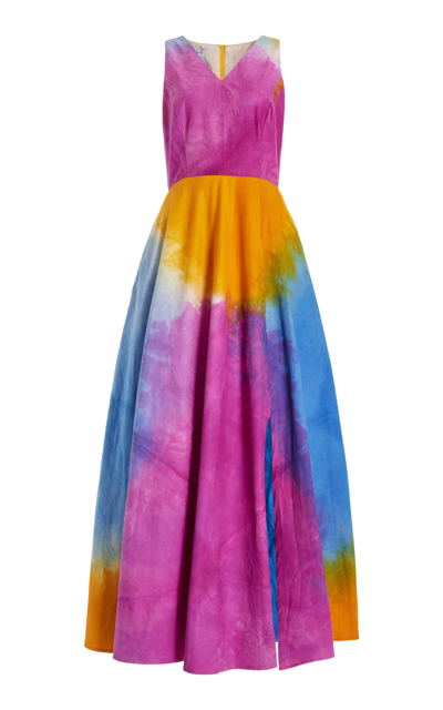 Shop Busayo Wura Tie-dyed Cotton Maxi Dress In Orange