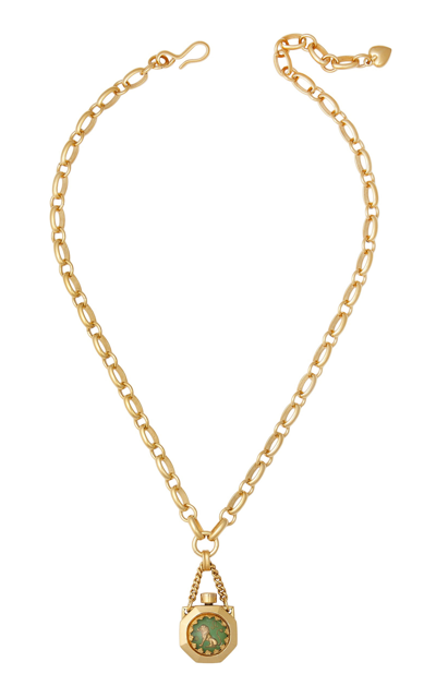 Shop Brinker & Eliza Here's Your Sign 24k Gold-plated Necklace In Green