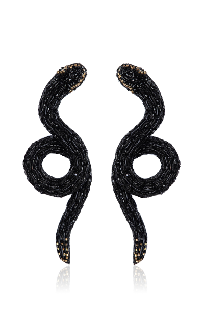 Shop Deepa Gurnani Boa Beaded Earrings In Black