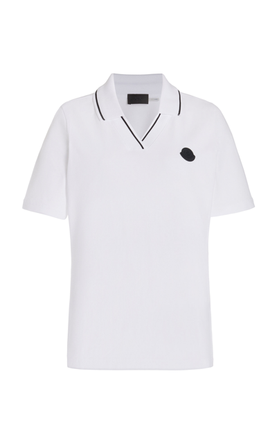 Shop Moncler Cotton-pique Polo Shirt In White