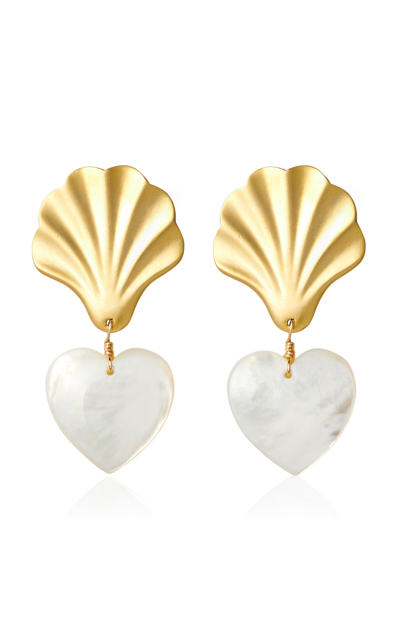 Shop Brinker & Eliza Busy Mother-of-pearl 24k Gold-plated Earrings
