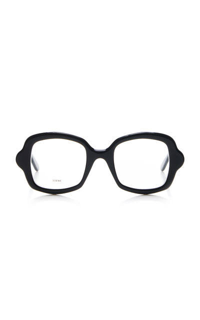 Shop Loewe Curved Square-frame Acetate Glasses In Black