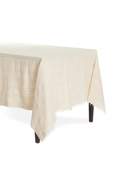 Shop Heather Taylor Home Large Marianne Cotton-plaid Tablecloth In Ivory