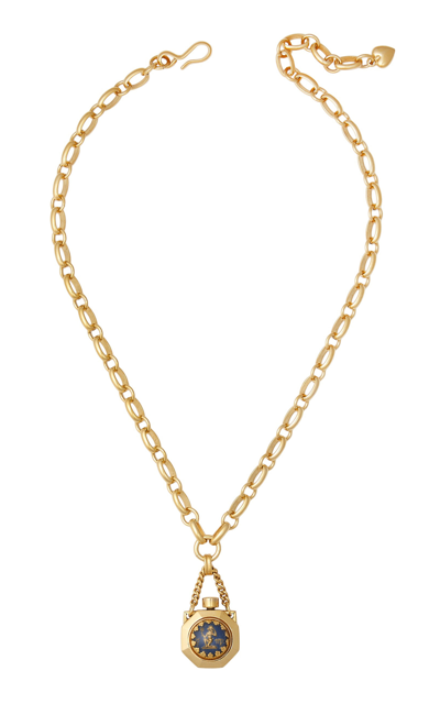 Shop Brinker & Eliza Here's Your Sign 24k Gold-plated Necklace In Navy