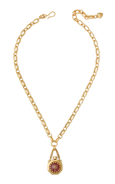 Shop Brinker & Eliza Here's Your Sign 24k Gold-plated Necklace In Red