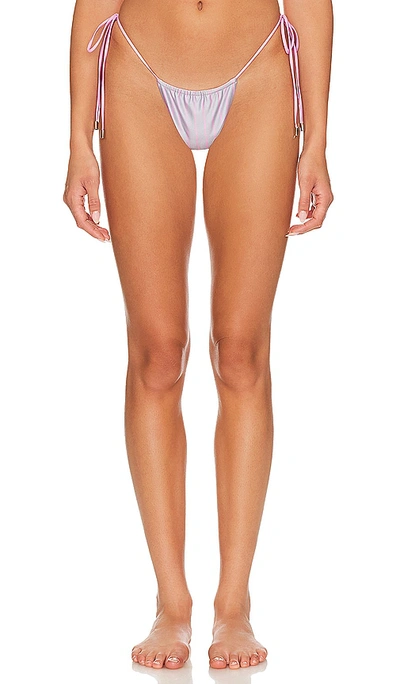 Shop Poster Girl Woods Bikini Bottom In Grey & Pink Pinstripe