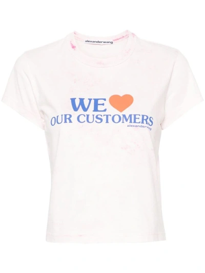 Shop Alexander Wang Light Pink Cotton T-shirt In White