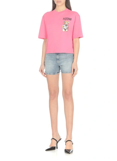 Shop Moschino Drawn Teddy Bear T-shirt In Pink