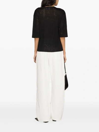 Shop Allude Linen Top In Black